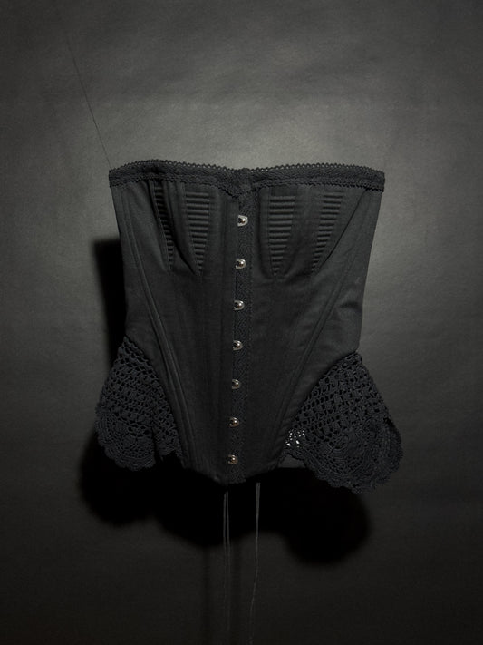 Black Victorian crochet lace corset [Pre-Order]