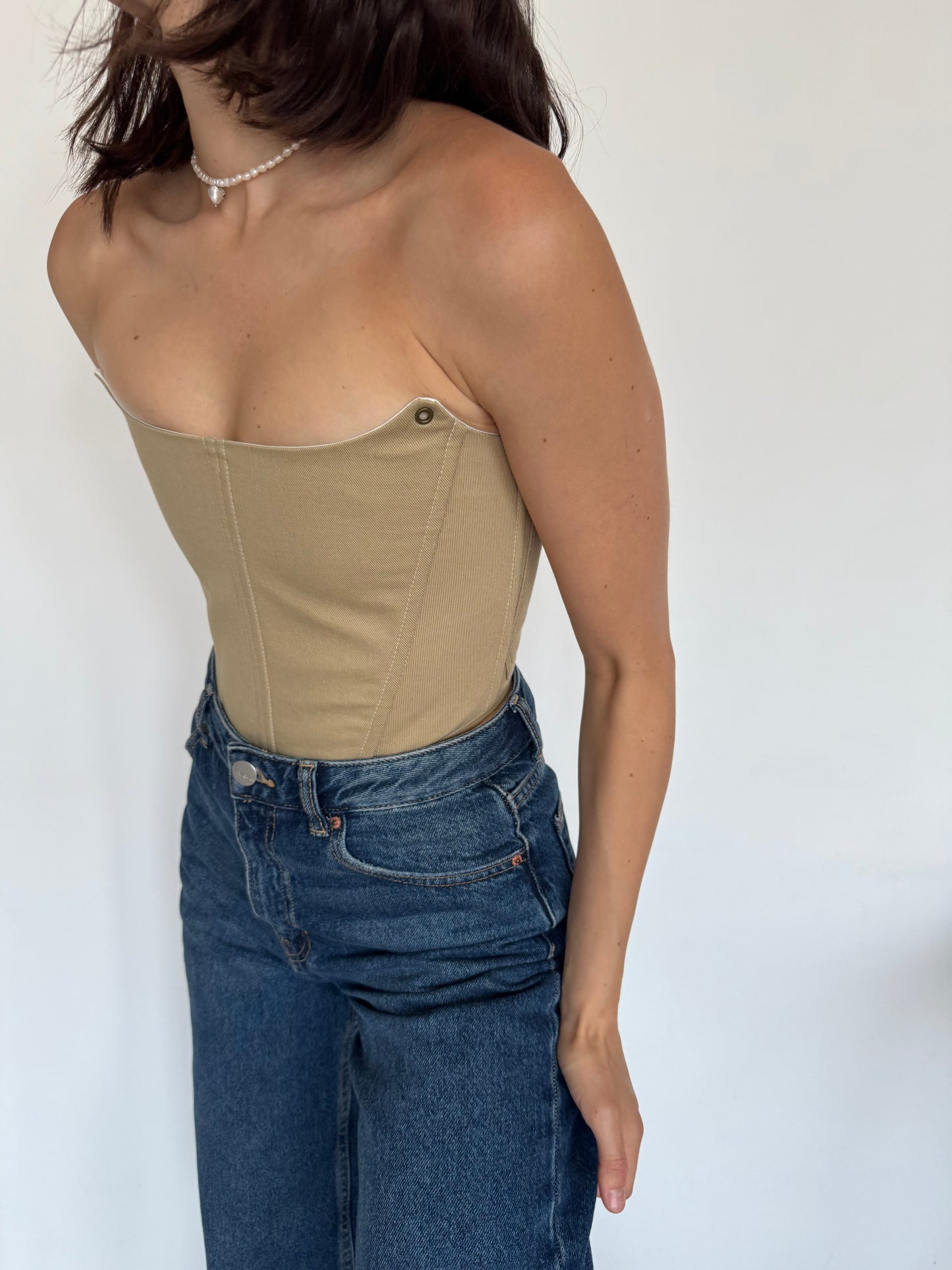 Beige Denim Corset