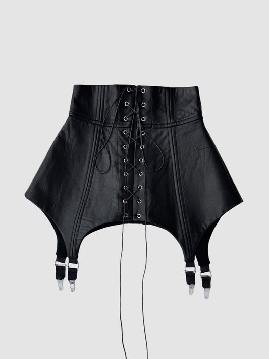 Black Genuine Leather Corset Belt [Pre-Order]