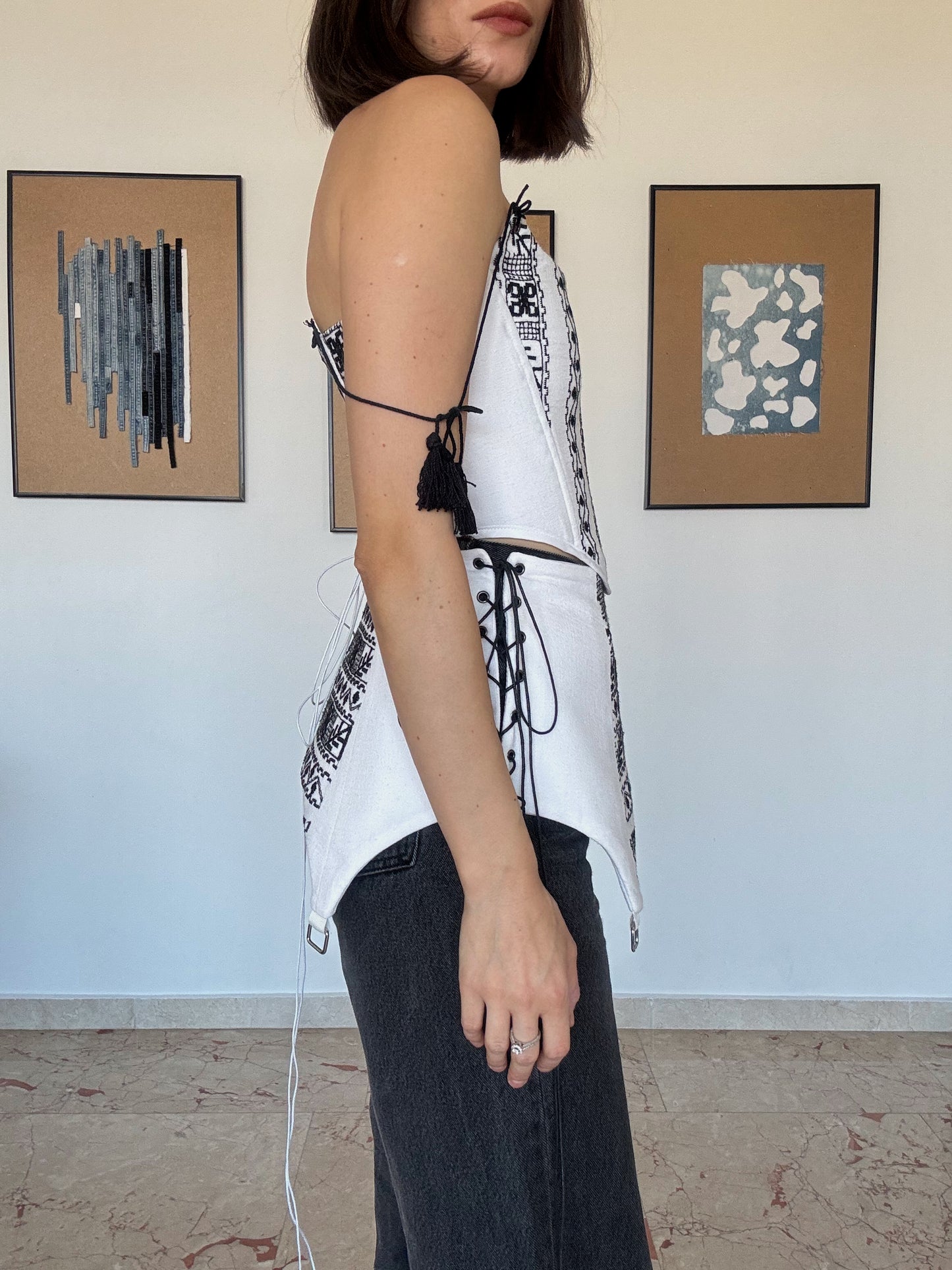 Romanian Folk Corset Belt with geometric motifs