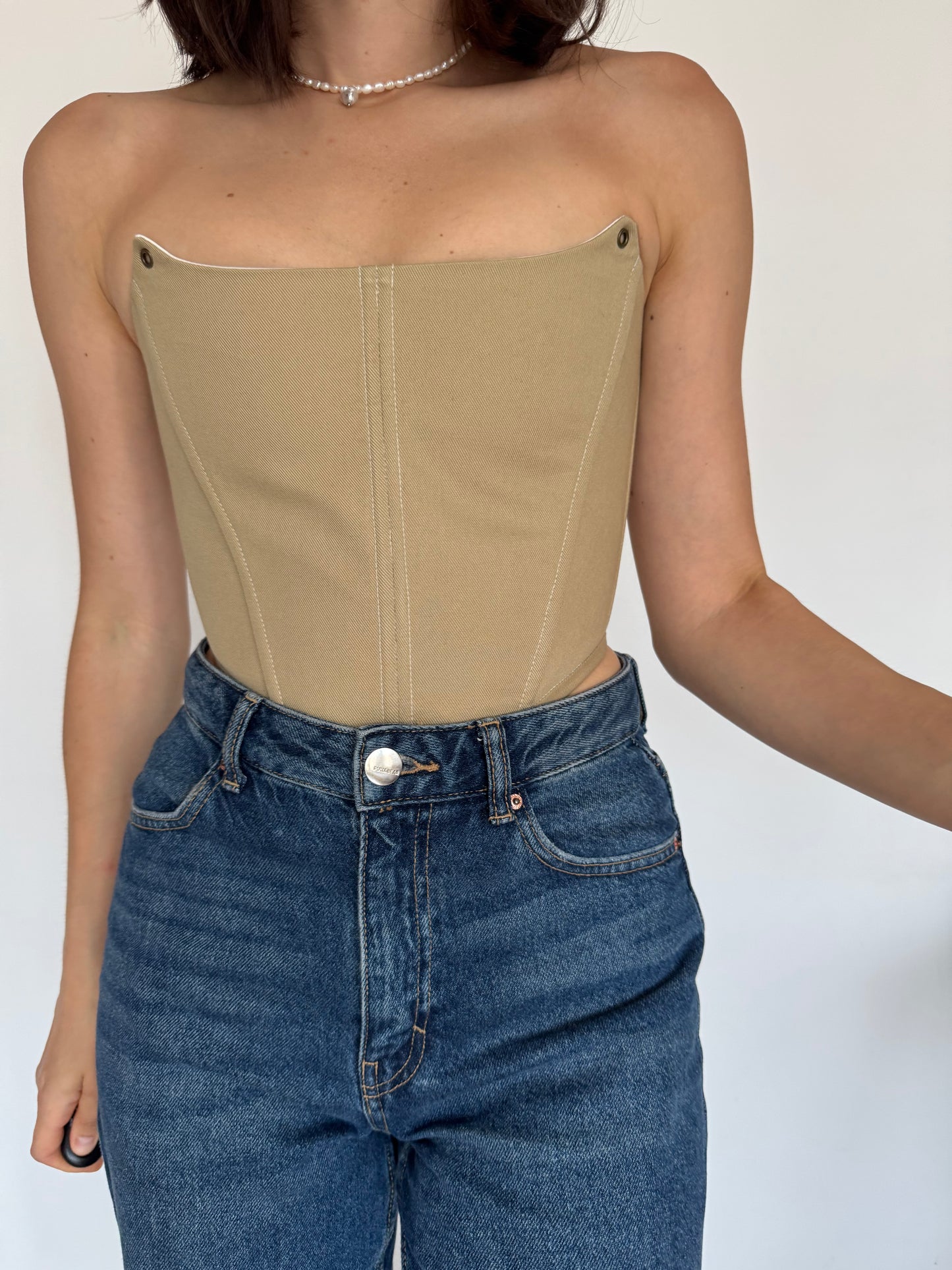Beige Denim Corset