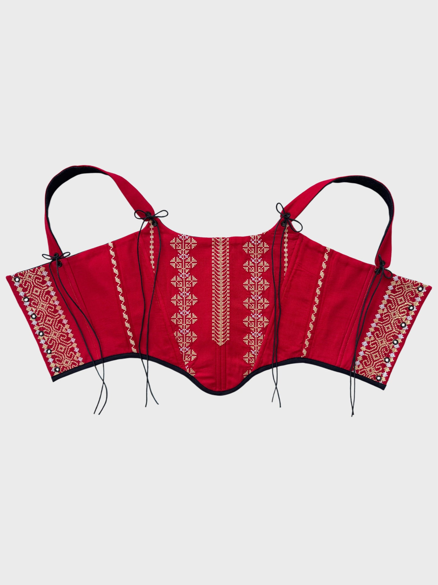 Romanian Folk Corset with geometric motifs and sleeves