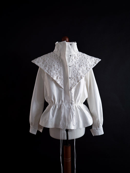 Bomber jacket with crocheted lace collar [Pre-Order]