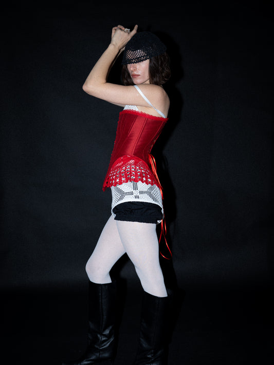 Red Victorian crochet lace corset [Pre-Order]