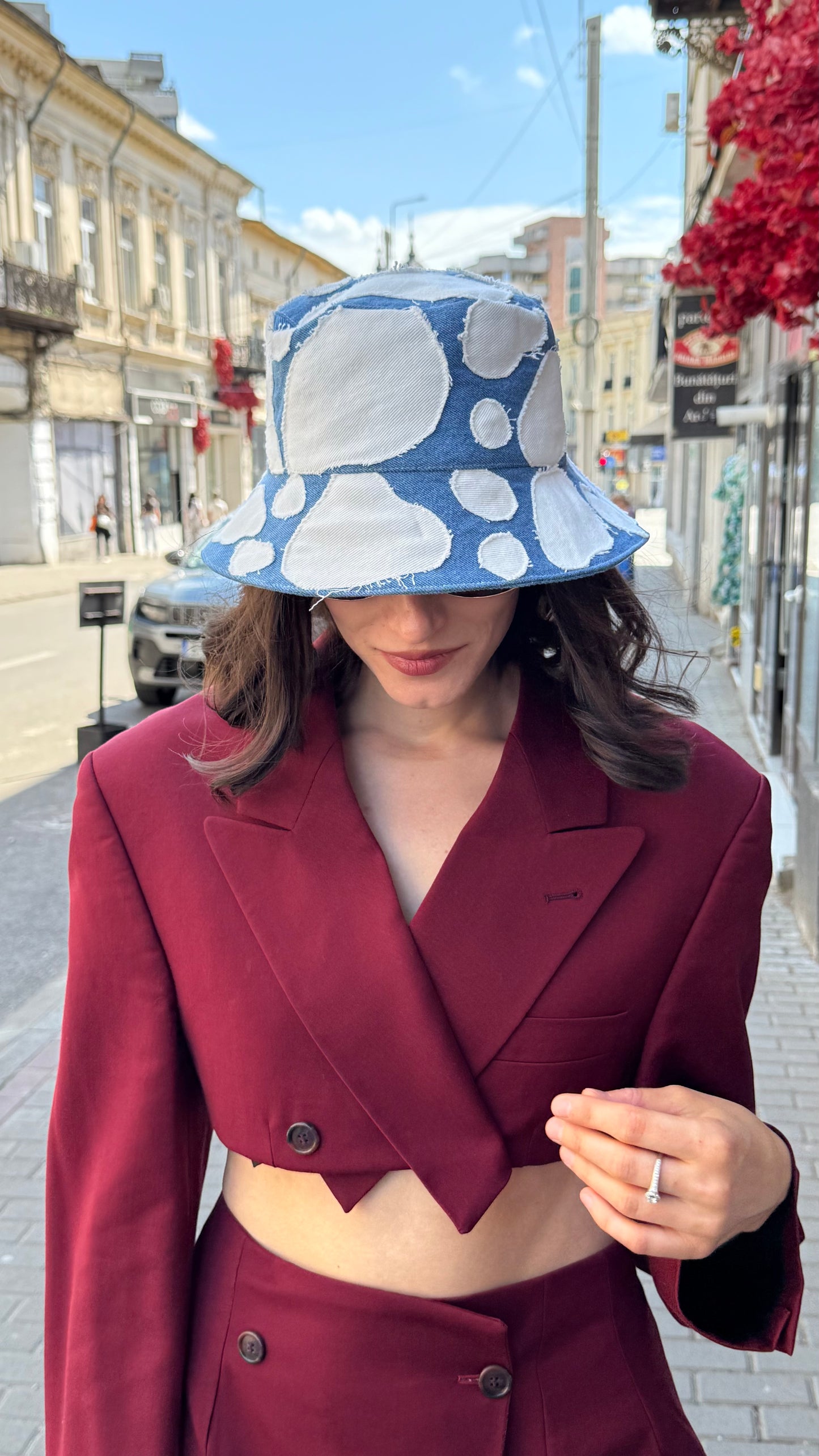 Blue Patchwork Bucket Hat