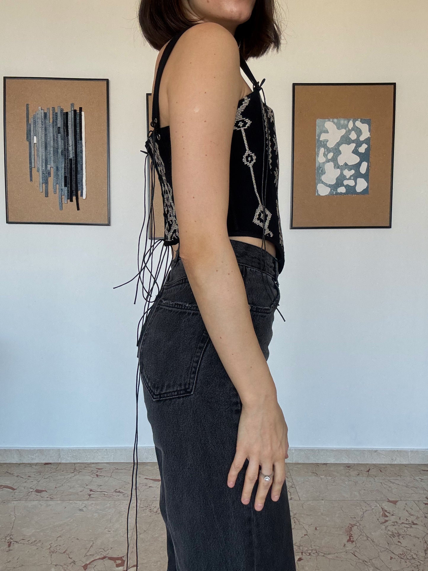 Romanian Folk Corset with geometric motifs