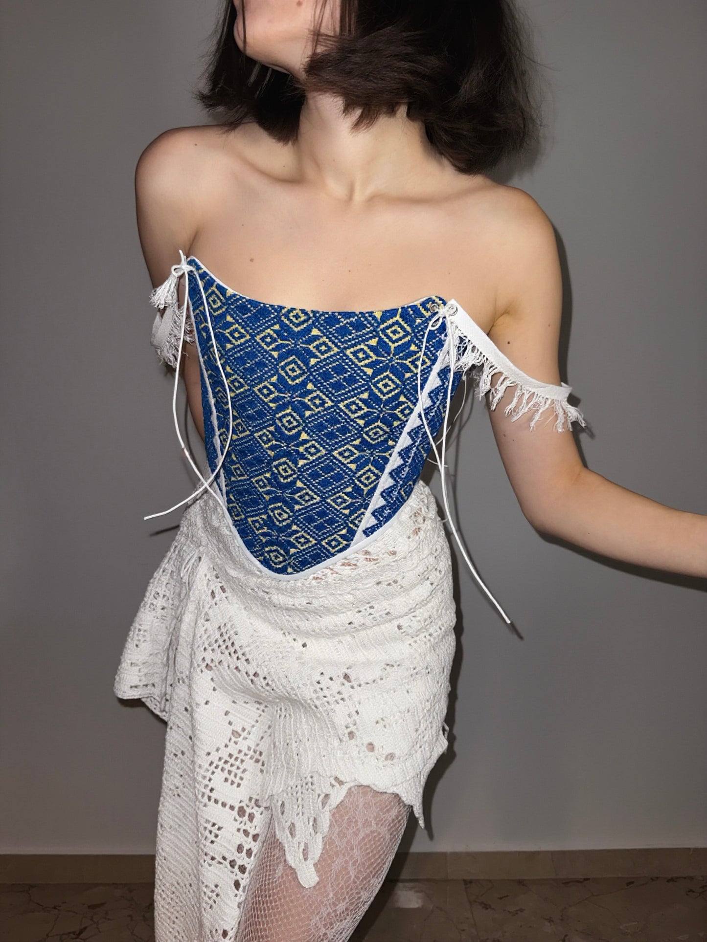 Romanian handwoven folk corset, S