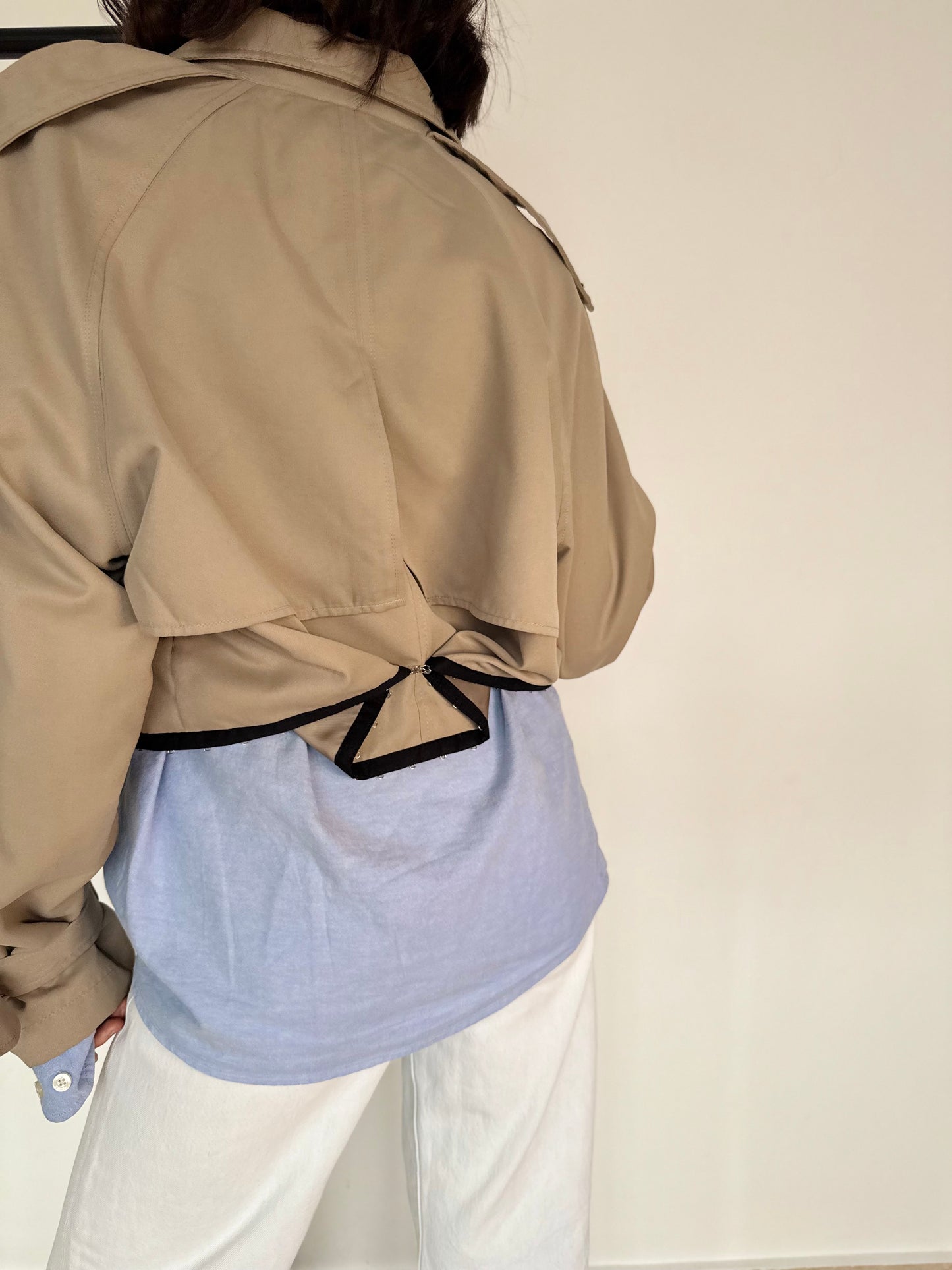Beige Cropped Trench Coat