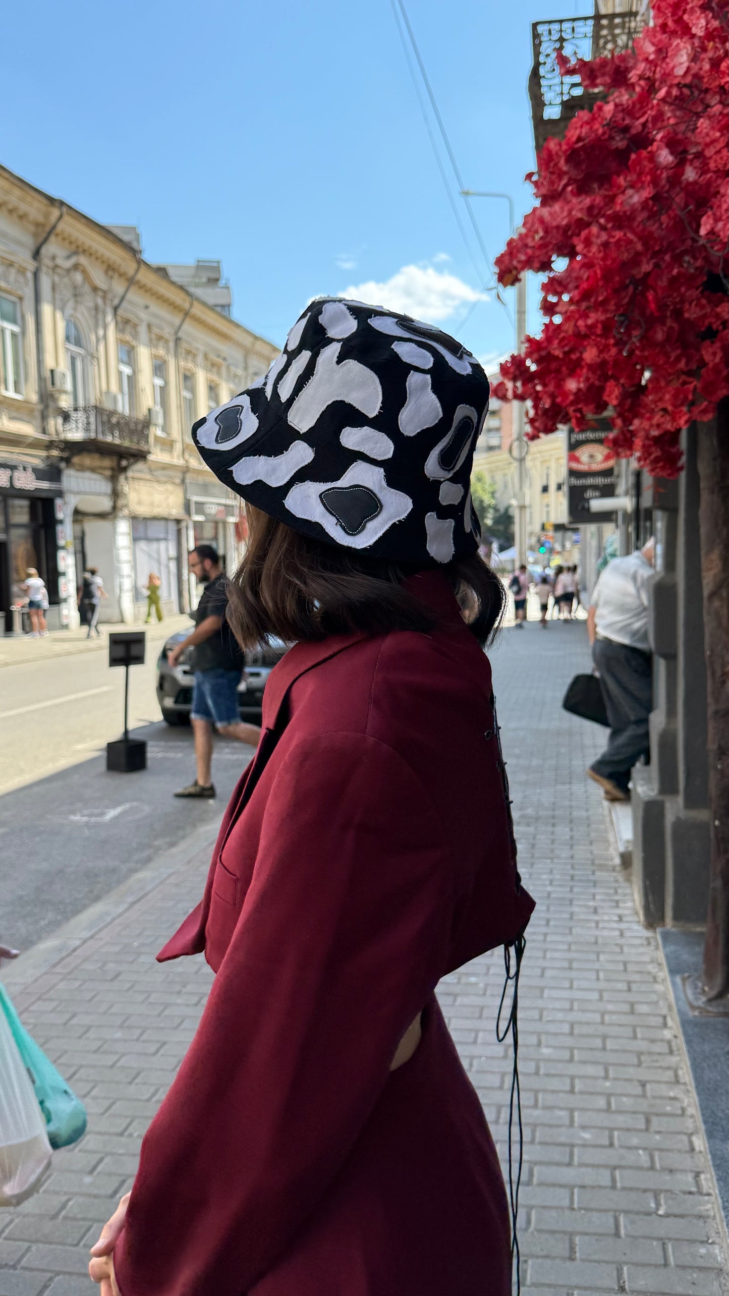 Black Patchwork Bucket Hat