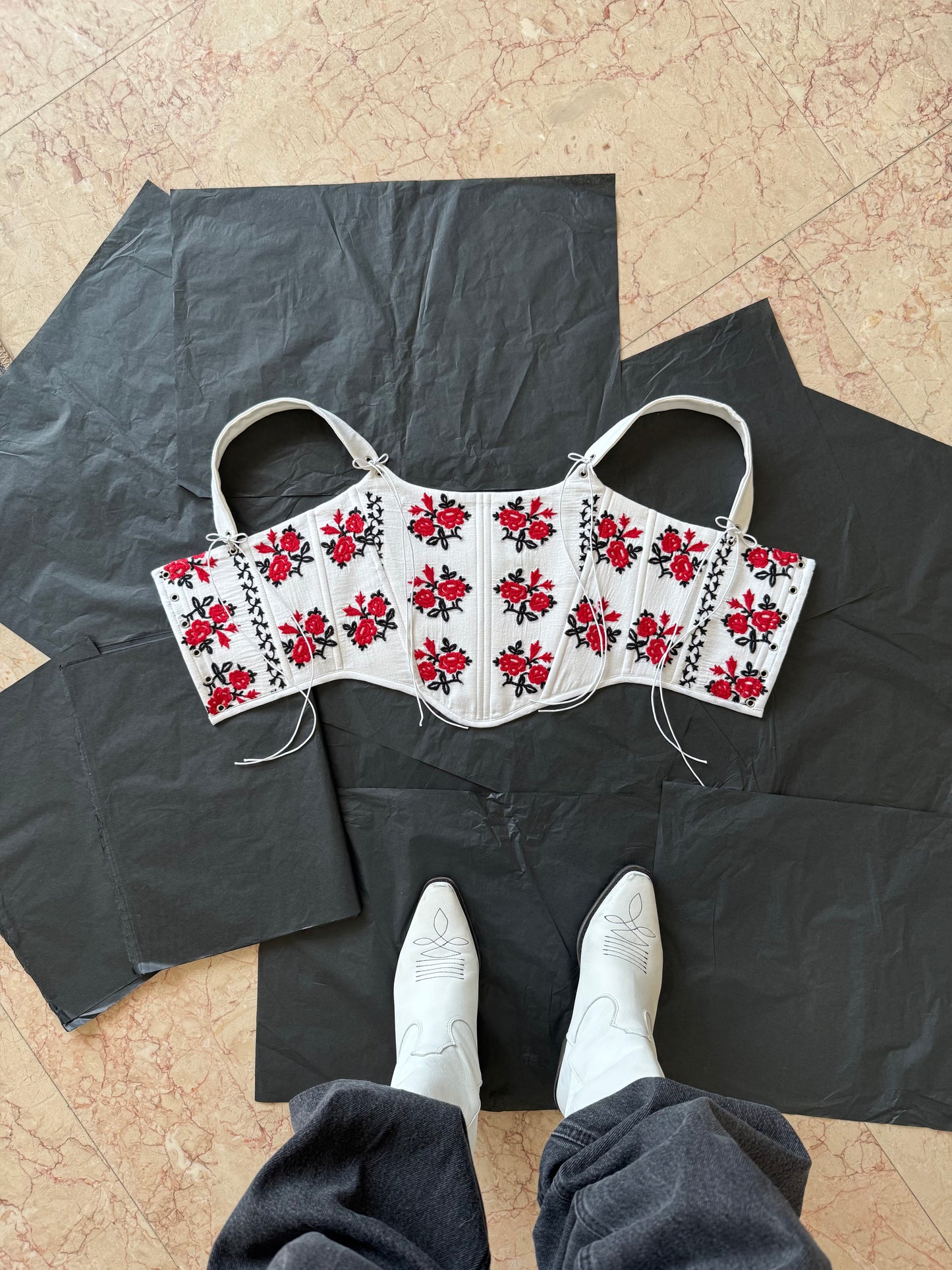 Romanian Folk Corset with floral motifs