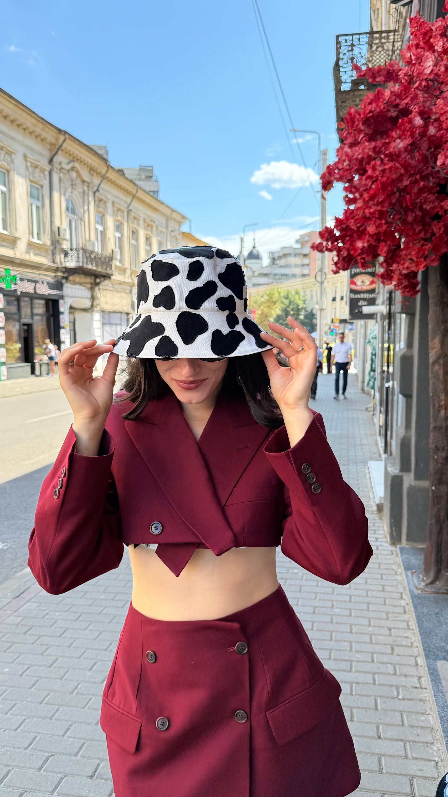 White Patchwork Bucket Hat