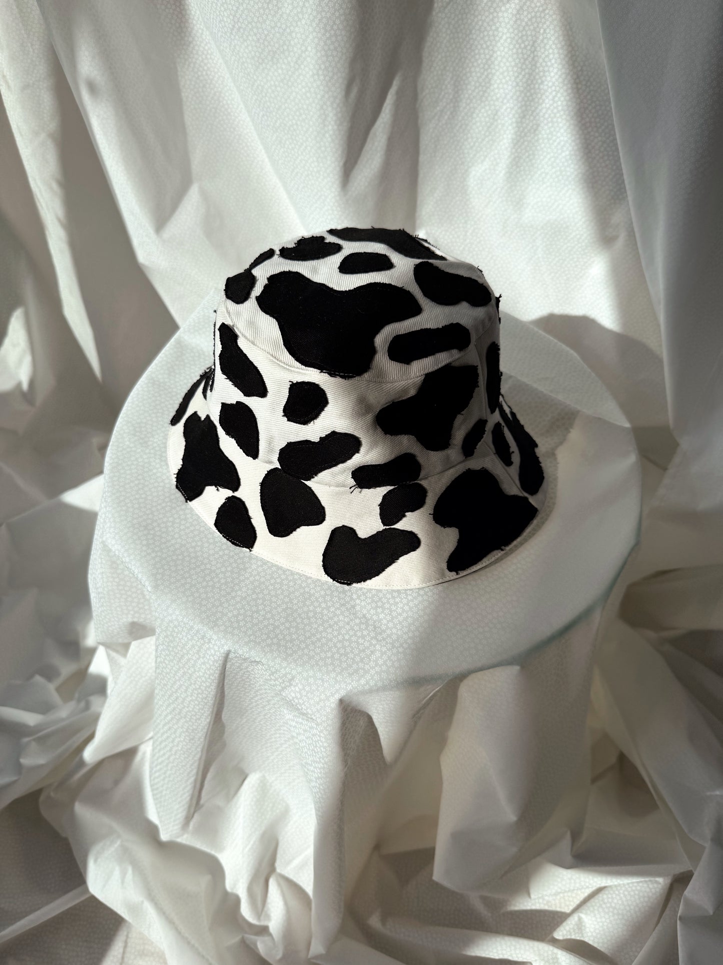 White Patchwork Bucket Hat